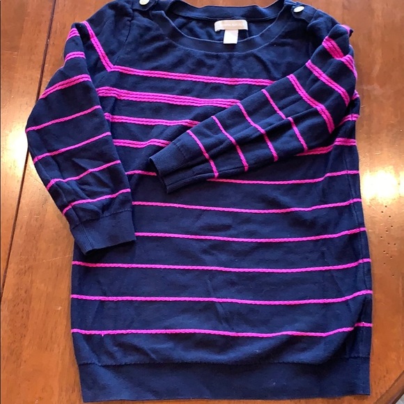 Banana Republic | Sweaters | Banana Republic Navy Blue And Pink Striped  Sweater | Poshmark